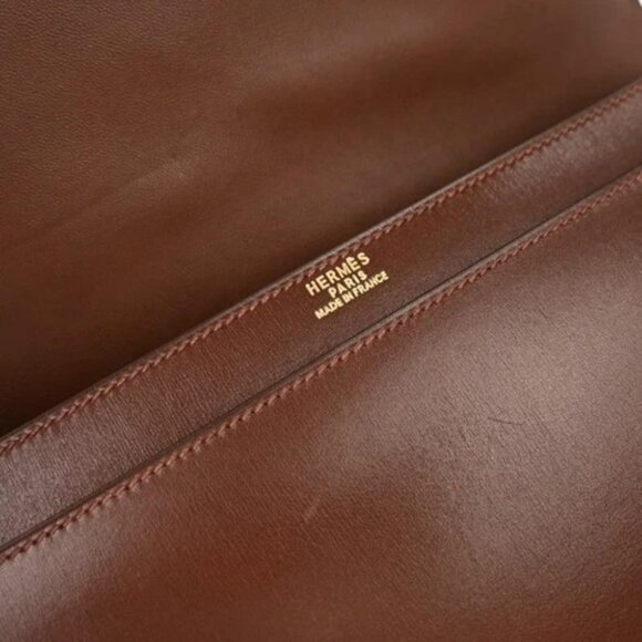 Hermes Marron Fonce Box Calf Piano Handbag - Picture 8 of 10